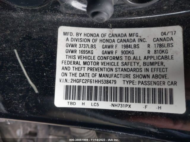 2HGFC2F61HH538479 Honda Civic Lx