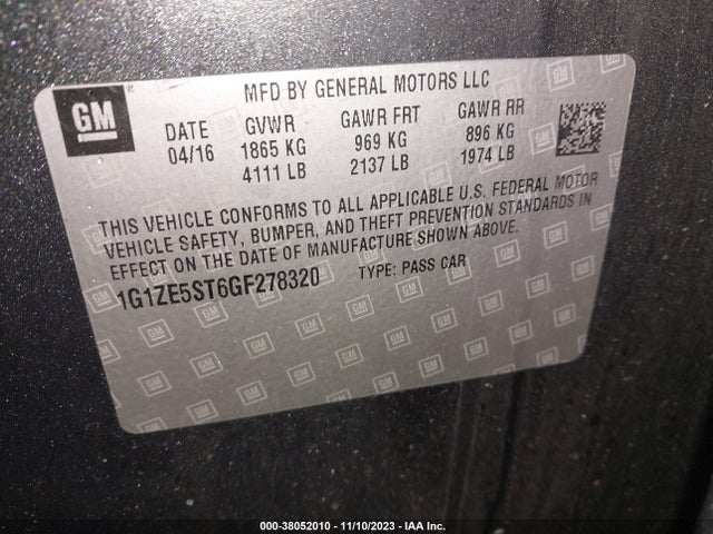 Chevrolet MALIBU 1LT 2016 1G1ZE5ST6GF278320 Image 9
