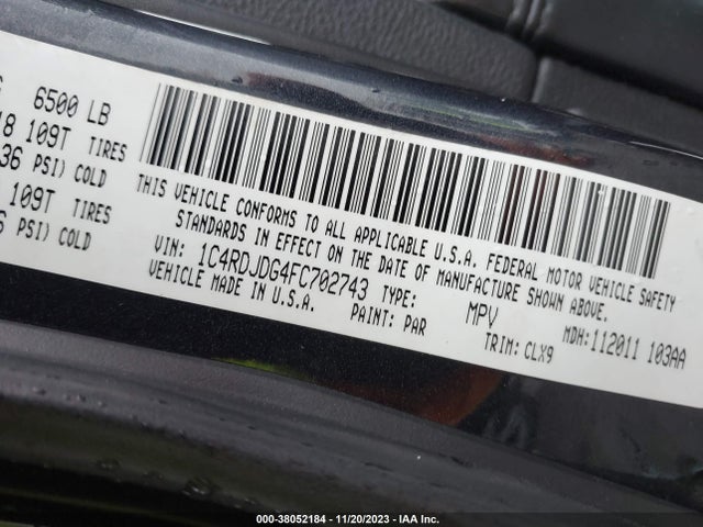 Dodge DURANGO LIMITED 2015 1C4RDJDG4FC702743 Image 9