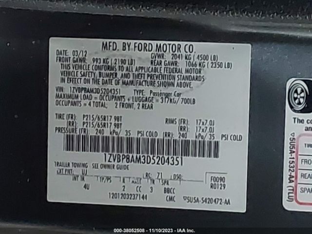 2013 FORD MUSTANG 1ZVBP8AM3D5204351 Photo 8