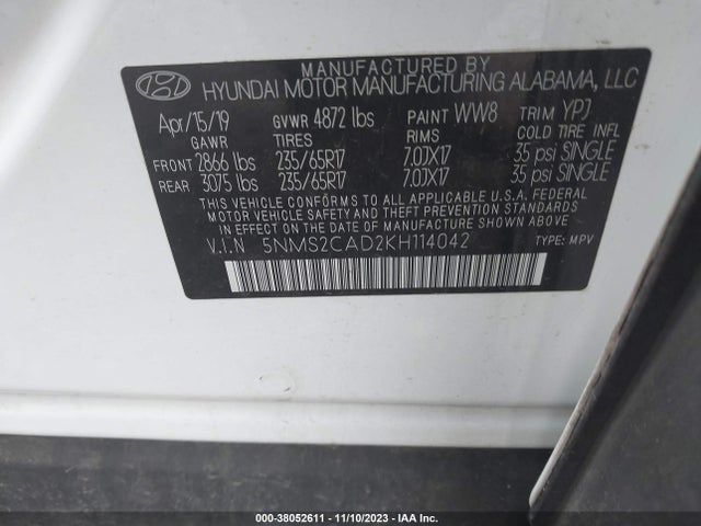 Hyundai Santa Fe Se 2019 5NMS2CAD2KH114042 Image 9