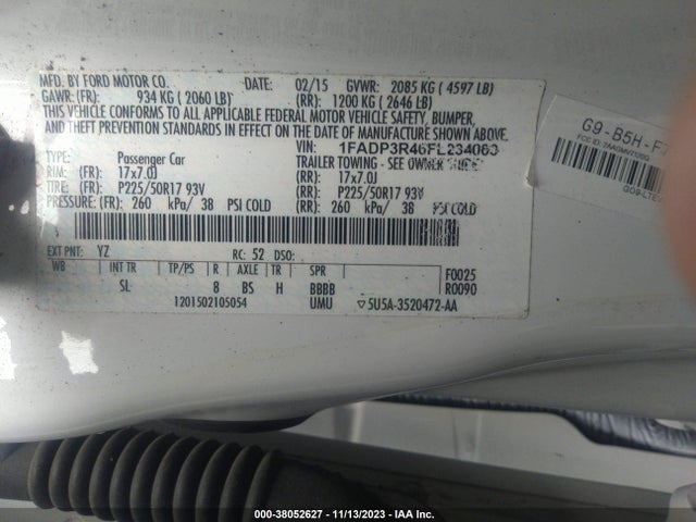 Ford FOCUS ELECTRIC 2015 1FADP3R46FL234063 Image 9