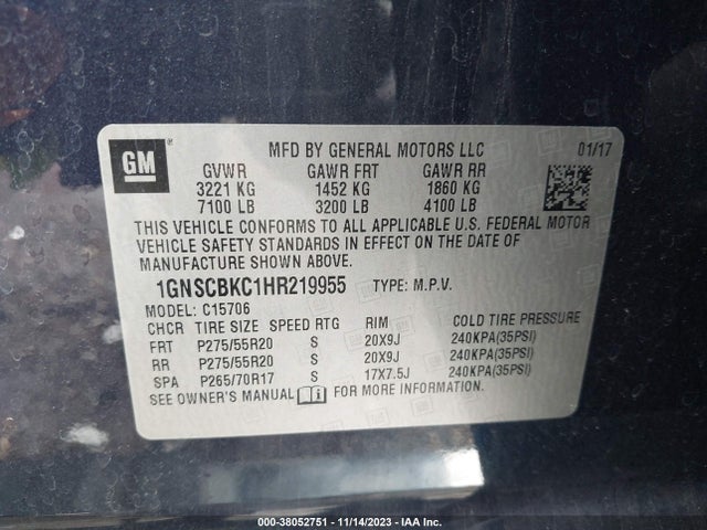 Chevrolet Tahoe Lt 2017 1GNSCBKC1HR219955 Image 9