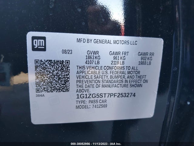 Chevrolet MALIBU RS 2023 1G1ZG5ST7PF253274 Image 9