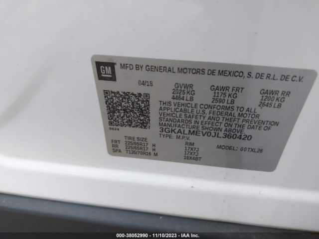 3GKALMEV0JL360420 GMC Terrain Sle