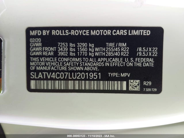SLATV4C07LU201951 Rolls-Royce Cullinan Cullinan