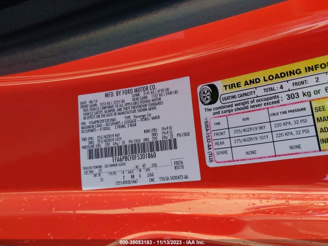 Ford Mustang Gt Premium 2015 1FA6P8CF0F5301860 Image 9