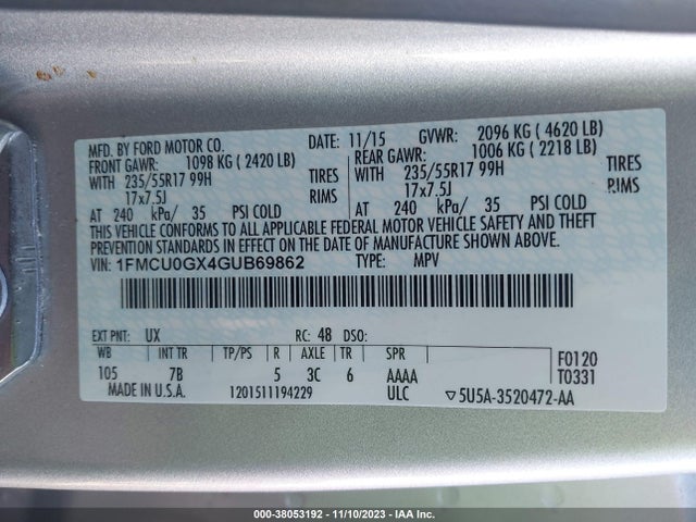 Ford ESCAPE SE 2016 1FMCU0GX4GUB69862 Image 9