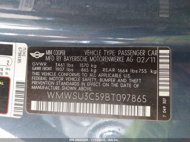 2011 MINI COOPER WMWSU3C59BT097865 Photo 8