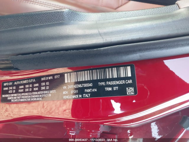 ZARFAEEN8J7565040 Alfa Romeo Giulia Ti Lusso Awd