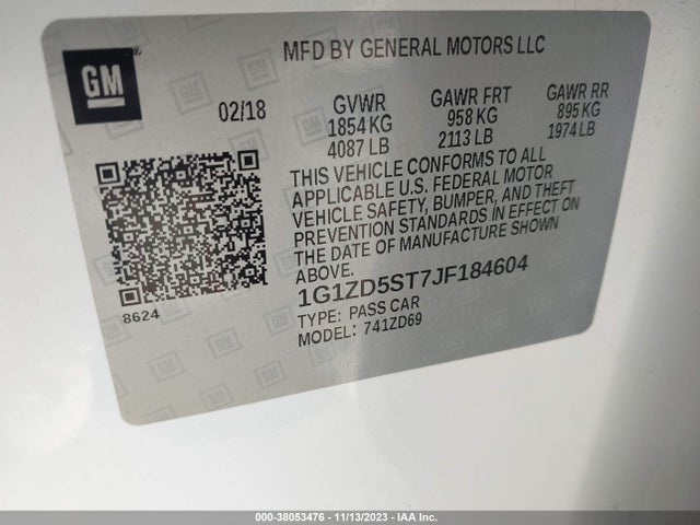 Chevrolet MALIBU LT 2018 1G1ZD5ST7JF184604 Image 9