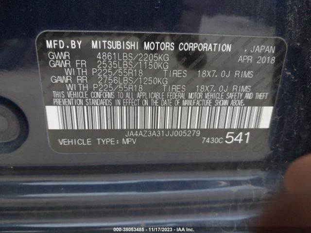 JA4AZ3A31JJ005279 Mitsubishi Outlander Es