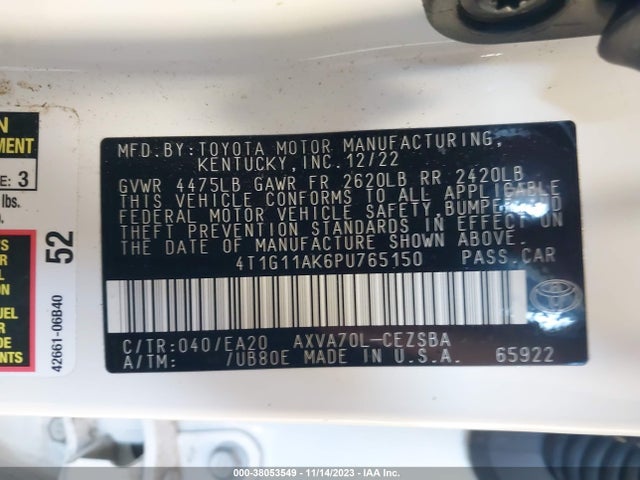 Toyota CAMRY SE 2023 4T1G11AK6PU765150 Image 9