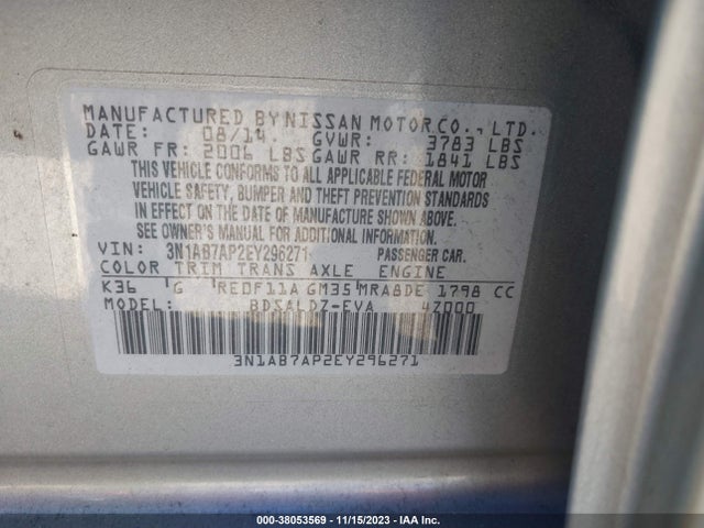 Nissan SENTRA SV 2014 3N1AB7AP2EY296271 Image 9