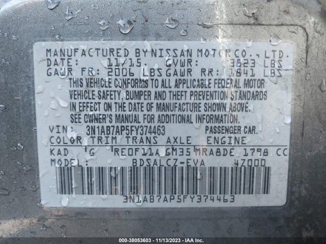 Nissan SENTRA S 2015 3N1AB7AP5FY374463 Image 9