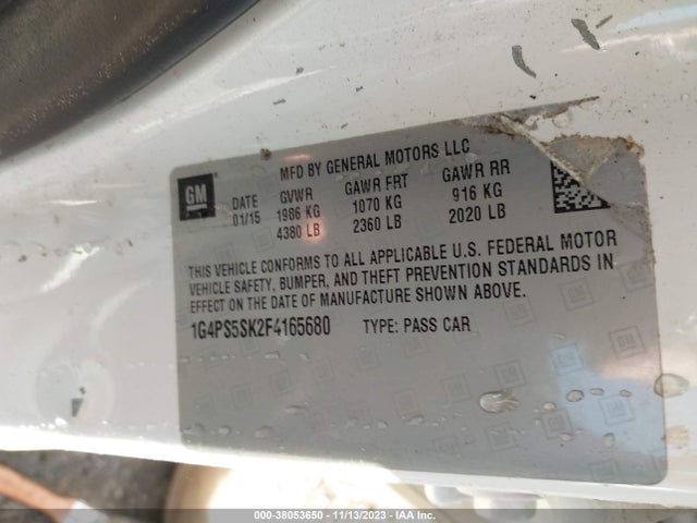 2015 BUICK VERANO LEATHER GROUP VIN: 1G4PS5SK2F4165680