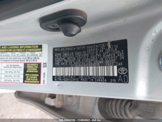 2015 TOYOTA COROLLA L VIN: 2T1BURHEXFC403516