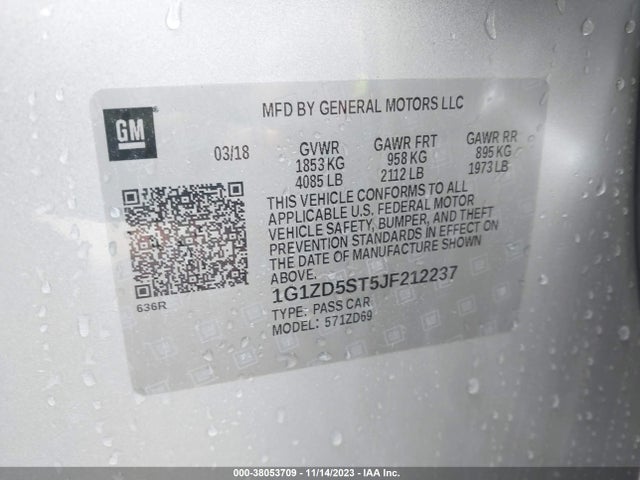 Chevrolet MALIBU LT 2018 1G1ZD5ST5JF212237 Image 9
