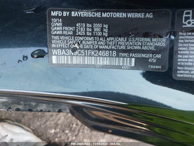 2015 BMW 428I XDRIVE VIN: WBA3N9C51FK246818