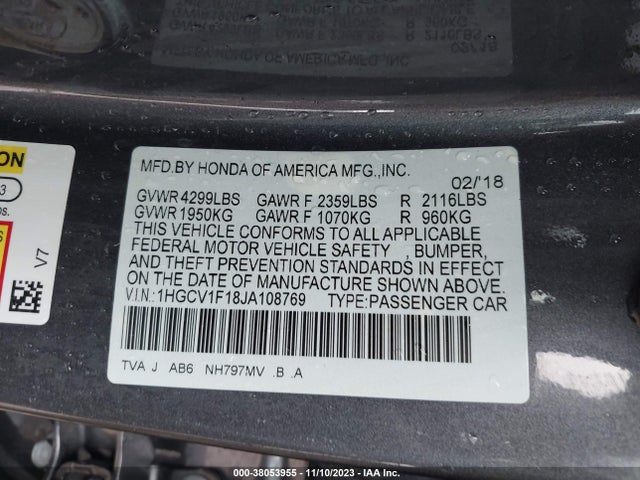 Honda ACCORD LX 2018 1HGCV1F18JA108769 Image 9