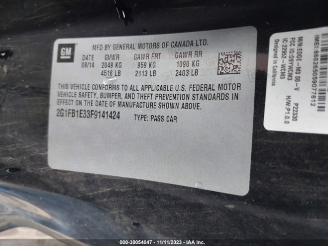 2G1FB1E33F9141424 Chevrolet Camaro 2ls