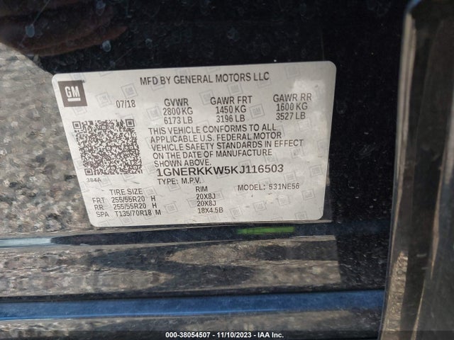 Chevrolet Traverse Premier 2019 1GNERKKW5KJ116503 Image 9