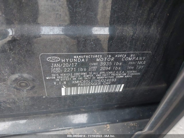 2017 HYUNDAI IONIQ HYBRID BLUE VIN: KMHC65LC1HU024693