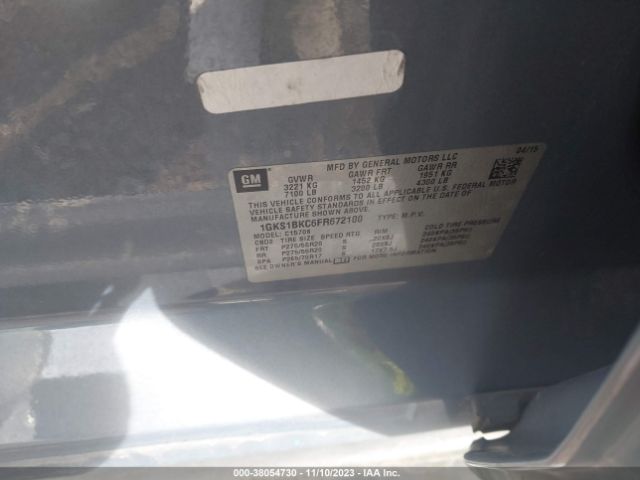 1GKS1BKC6FR672100 GMC YUKON SLT