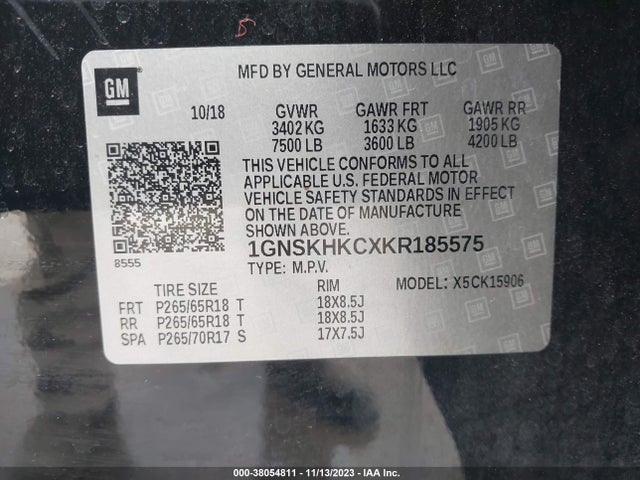 Chevrolet Suburban Lt 2019 1GNSKHKCXKR185575 Image 9