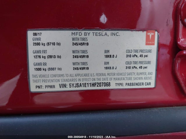 5YJSA1E11HF207068 Tesla Model S 60/75