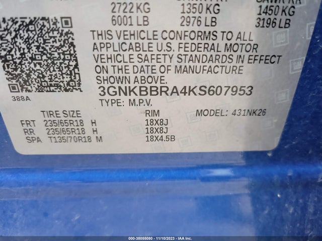 Chevrolet Blazer 2019 3GNKBBRA4KS607953 Image 9