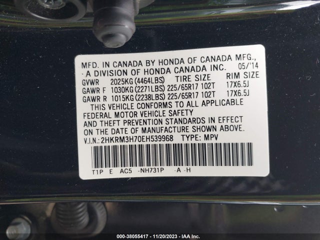 Honda Cr-v Ex-l 2014 2HKRM3H70EH539968 Image 9