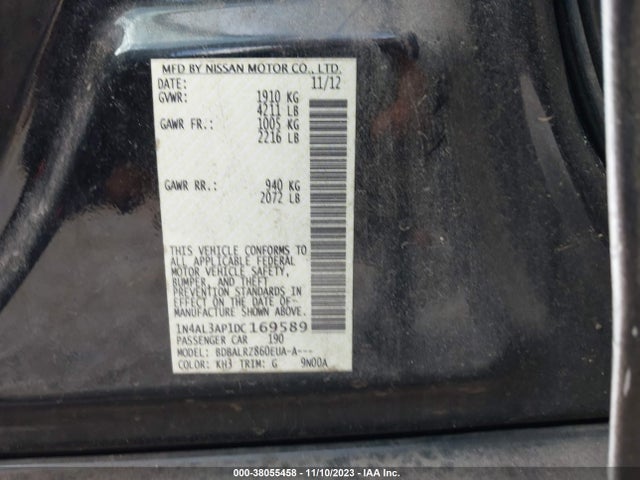 2013 NISSAN ALTIMA 2.5 S VIN: 1N4AL3AP1DC169589