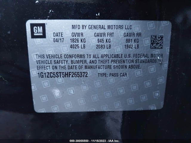 Chevrolet Malibu 1fl 2017 1G1ZC5ST5HF265372 Image 9