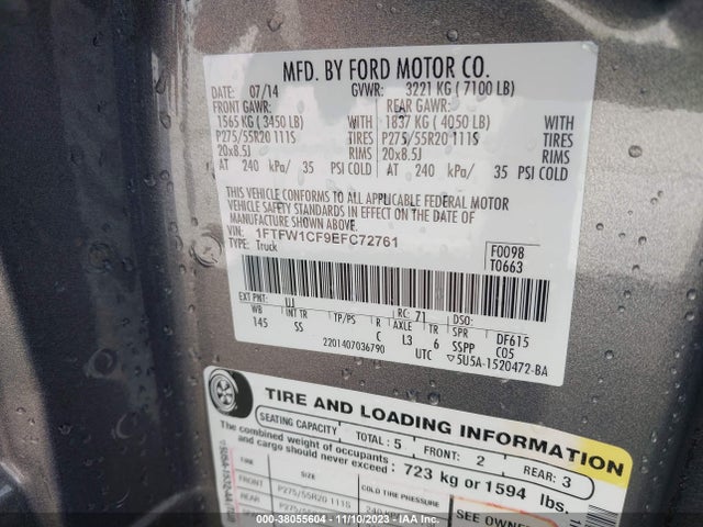 Ford F-150 Stx 2014 1FTFW1CF9EFC72761 Image 9