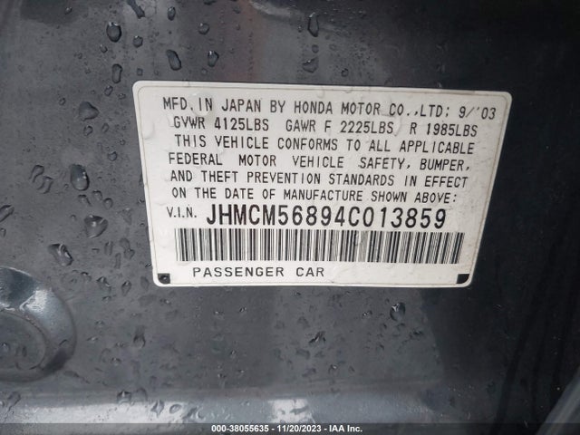 2004 HONDA ACCORD 2.4 EX VIN: JHMCM56894C013859