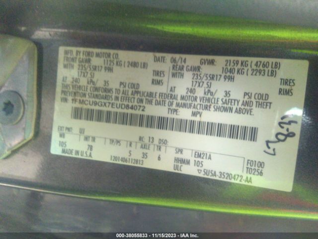 1FMCU9GX7EUD84072 Ford ESCAPE SE
