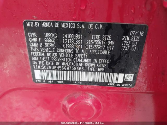 3CZRU6H56GM758666 Honda HR-V EX