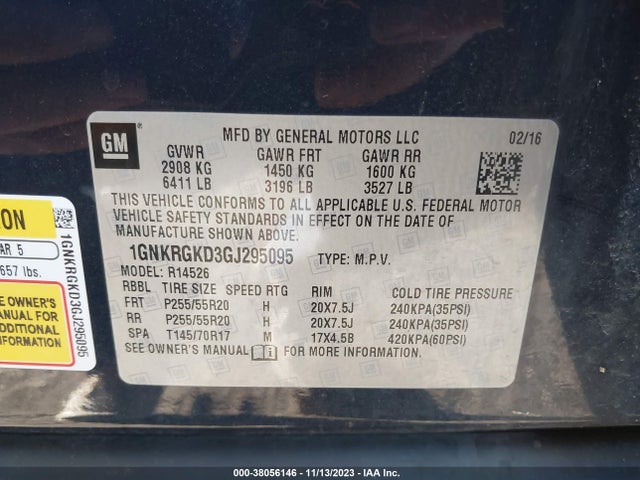 Chevrolet Traverse 1lt 2016 1GNKRGKD3GJ295095 Image 9
