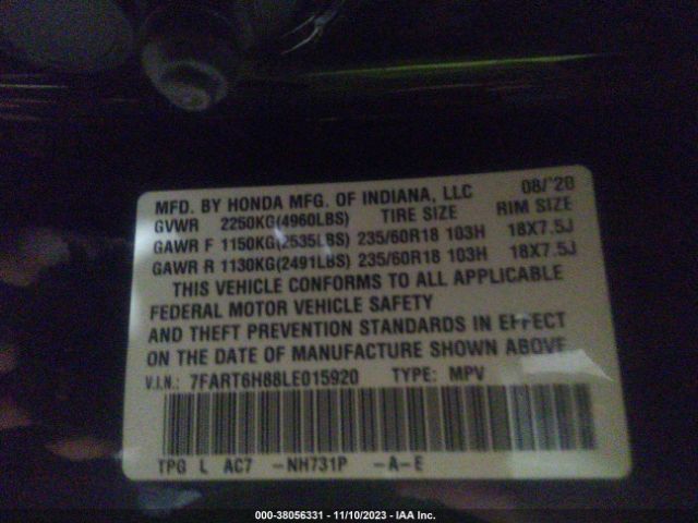 7FART6H88LE015920 Honda Cr-v Hybrid Ex-l