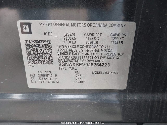 Chevrolet EQUINOX LT 2018 2GNAXSEV0J6264223 Image 9