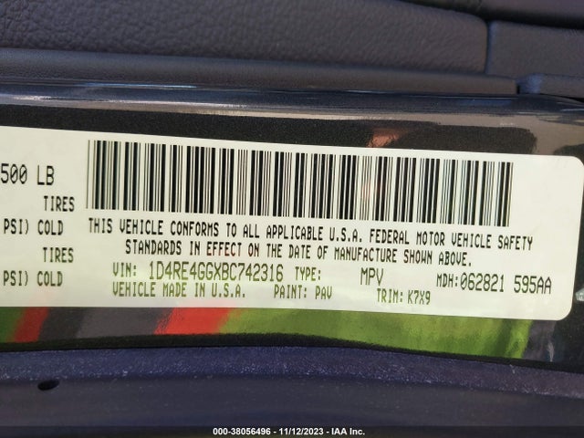 2011 DODGE DURANGO CREW VIN: 1D4RE4GGXBC742316