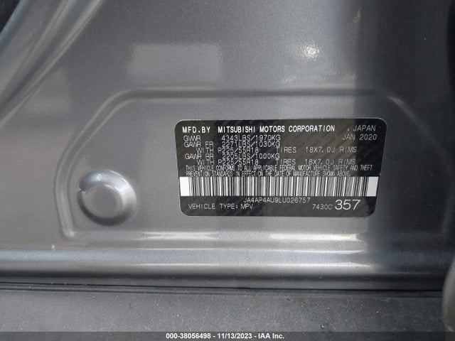 2020 MITSUBISHI OUTLANDER SPORT 2.0 SE VIN: JA4AP4AU9LU026757
