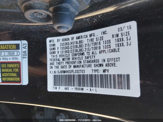 Honda CR-V LX 2015 5J6RM4H32FL052703 Image 9