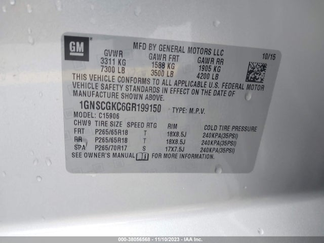 Chevrolet Suburban Ls 2016 1GNSCGKC6GR199150 Image 9