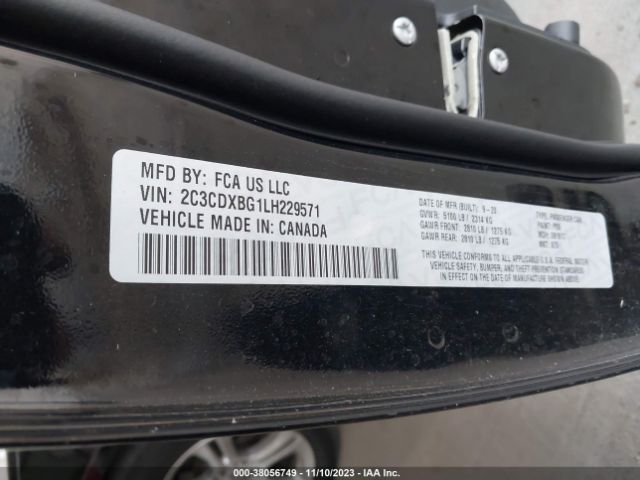 2C3CDXBG1LH229571 Dodge Charger Sxt Rwd