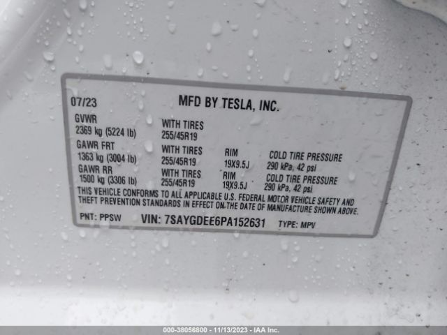 7SAYGDEE6PA152631 Tesla Model Y Awd/long Range Dual Motor All-wheel Drive