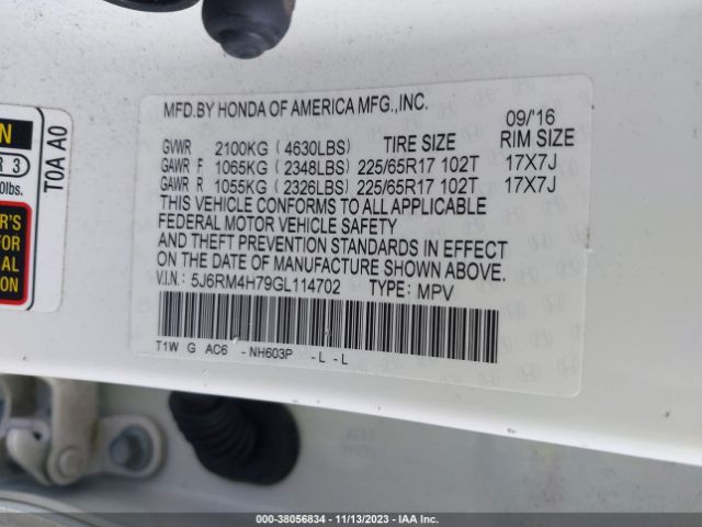5J6RM4H79GL114702 Honda Cr-v Ex-l