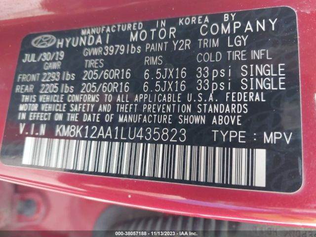 KM8K12AA1LU435823 Hyundai Kona Se