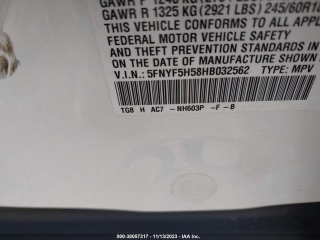 Honda Pilot Ex-l 2017 5FNYF5H58HB032562 Image 9